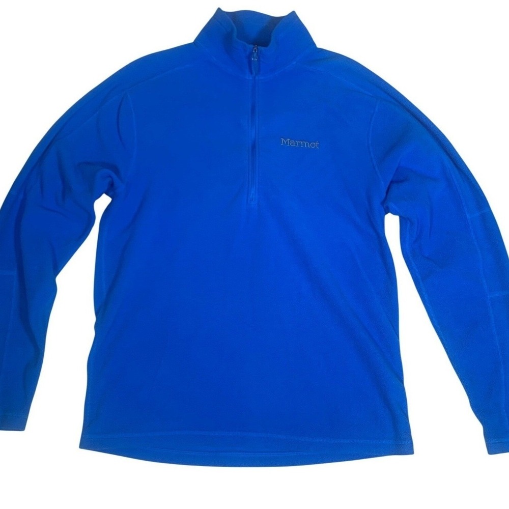 Marmot Fleece Pullover Mens Medium Blue Excellent 1/4 Zip Activewear Jacket